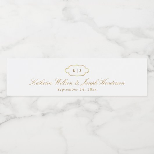 KLASSIEK MONOGRAM & ROMANTISCHE KALLIGRAFIE BRUILO WATERFLES ETIKET (Enkel label)