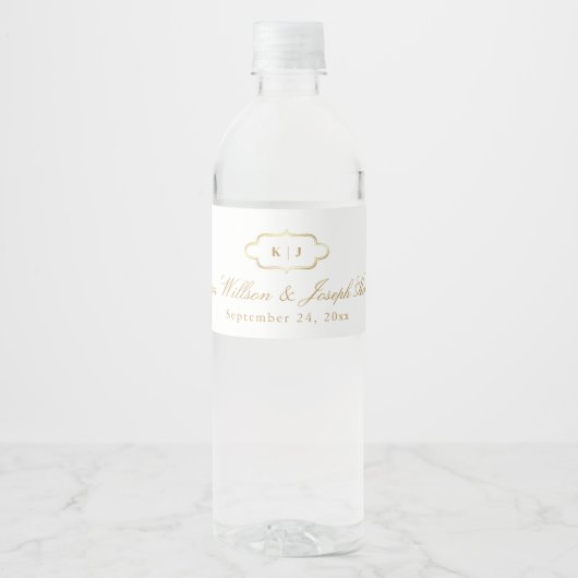 KLASSIEK MONOGRAM & ROMANTISCHE KALLIGRAFIE BRUILO WATERFLES ETIKET (Voorkant)