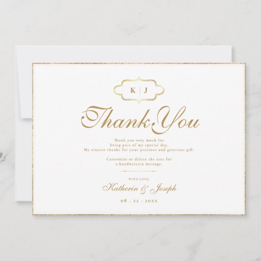 KLASSIEK MONOGRAM & ROMANTISCHE KALLIGRAFIE DANK U BEDANKKAART (Voorkant)