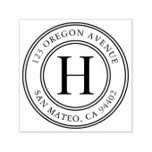 Klassiek Monogram Rond Terugkeeradres Zelfinktende Stempel (Design)