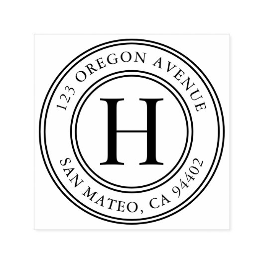 Klassiek Monogram Rond Terugkeeradres Zelfinktende Stempel (Design)