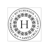 Klassiek Monogram Ronde familienaam Retouradres Rubberstempel (Afrduk)