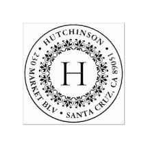 Klassiek Monogram Ronde familienaam Retouradres