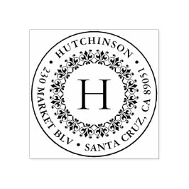 Klassiek Monogram Ronde familienaam Retouradres Rubberstempel