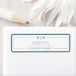 Klassiek Monogram Rook Groen Rand Adres Etiket