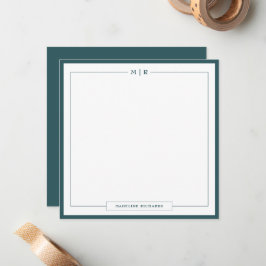 Klassiek Monogram Rook Groen Rand Briefpapier Notitiekaartje