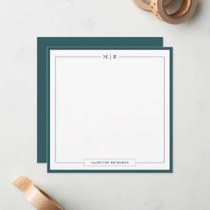 Klassiek Monogram Rook Groen Rand Briefpapier Notitiekaartje