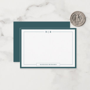 Klassiek Monogram Rook Groen Rand Briefpapier Notitiekaartje