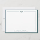 Klassiek Monogram Rook Groene Rand Stationery Notitiekaartje (Voorkant)