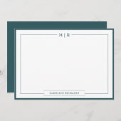 Klassiek Monogram Rook Groene Rand Stationery Notitiekaartje (Voorkant / Achterkant)