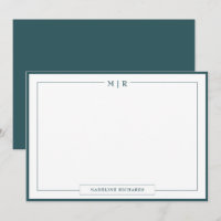 Klassiek Monogram Rook Groene Rand Stationery