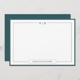 Klassiek Monogram Rook Groene Rand Stationery Notitiekaartje