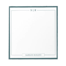 Klassiek Monogram Rookgroene Rand Briefpapier Notitieblok
