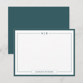 Klassiek Monogram rookgroene rand briefpapier Notitiekaartje