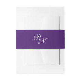 Klassiek Monogram Royal Paarse Elegant Bruiloft Uitnodigingen Wikkel