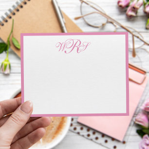 Klassiek Monogram Roze Notitiekaartje