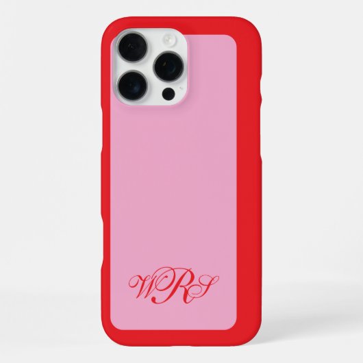 Klassiek monogram roze rood iPhone hoesje (Achterkant)