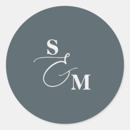 Klassiek Monogram Schrift Ampersand Huwelijk Ronde Sticker