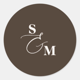 Klassiek Monogram Schrift Et-teken Trouw Ronde Sticker