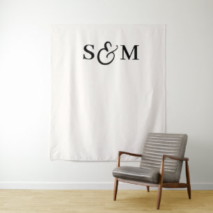 Klassiek Monogram Schrift Et-teken Trouw Wandkleed
