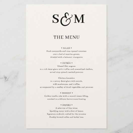 Klassiek Monogram Schrift Et-teken Trouwmenu (Voorkant)