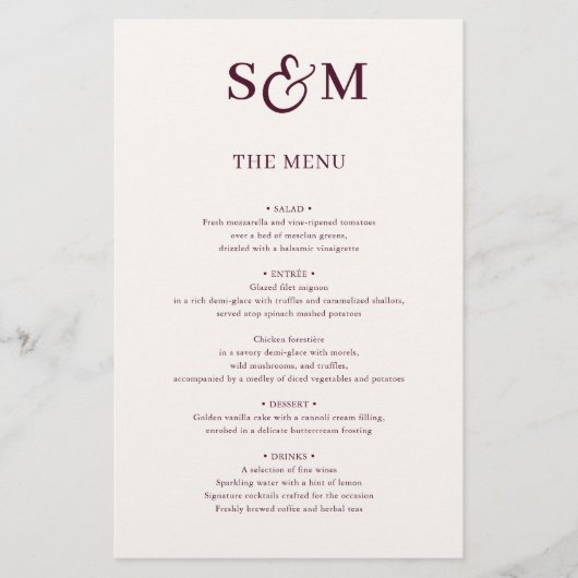 Klassiek Monogram Schrift Et-teken Trouwmenu (Voorkant)