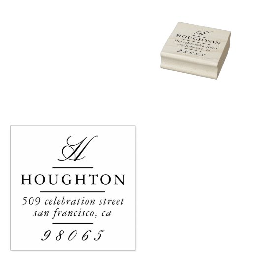 Klassiek Monogram Script Retouradres Rubberstempel (Gestempeld)