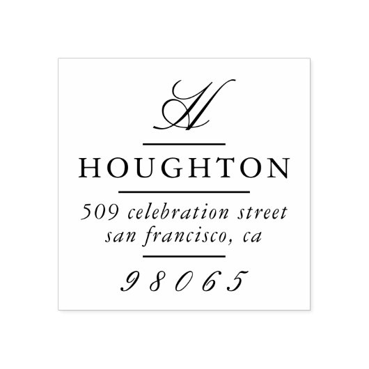 Klassiek Monogram Script Retouradres Rubberstempel (Afrduk)