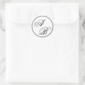 Klassiek Monogram Script Zwart & Wit Trouwen Ronde Sticker (Tas)