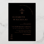 Klassiek Monogram | Sierlijke Boho Bruiloft Folie Uitnodiging (Voorkant)