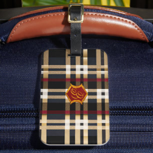 Klassiek monogram stijlvol, zwart rood en beige bagagelabel