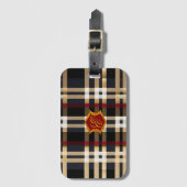 Klassiek monogram stijlvol, zwart rood en beige bagagelabel (Voorkant (verticaal))