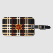 Klassiek monogram stijlvol, zwart rood en beige bagagelabel (Voorkant (horizontaal))