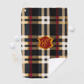 Klassiek monogram stijlvol, zwart rood en beige golfhanddoek (Insitu)
