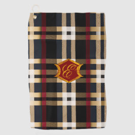 Klassiek monogram stijlvol, zwart rood en beige golfhanddoek