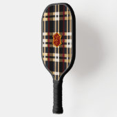 Klassiek monogram stijlvol, zwart rood en beige pickleball paddle (Links)