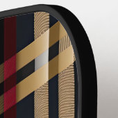 Klassiek monogram stijlvol, zwart rood en beige pickleball paddle (Links Detail)