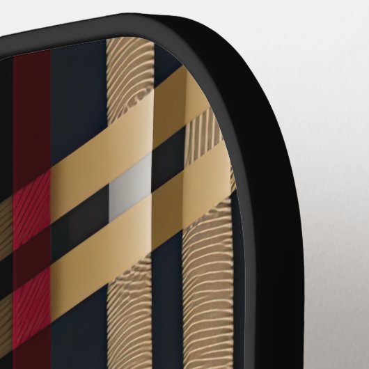 Klassiek monogram stijlvol, zwart rood en beige pickleball paddle (Links Detail)