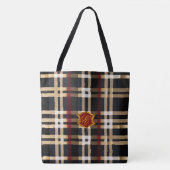Klassiek monogram stijlvol, zwart rood en beige tote bag (Voorkant)