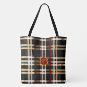 Klassiek monogram stijlvol, zwart rood en beige tote bag (Achterkant)
