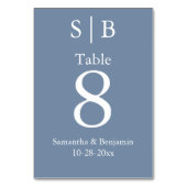 Klassiek monogram stofblauw bruiloft kaart (Achterkant)