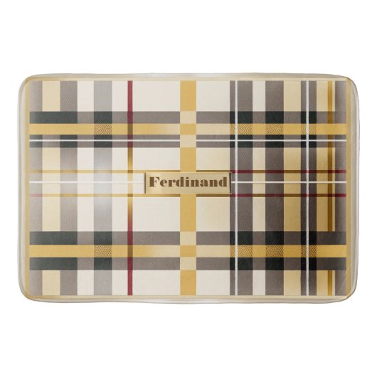 Klassiek Monogram Tan en Taupe Plaid Badmat (Voorkant)