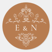 Klassiek Monogram | Trouw Monogram Ronde Sticker (Voorkant)