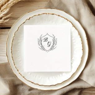 Klassiek monogram trouwtop zwart en wit servet