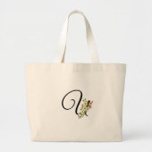 Klassiek monogram U rood witte bloem moeder cadeau Grote Tote Bag (Voorkant)