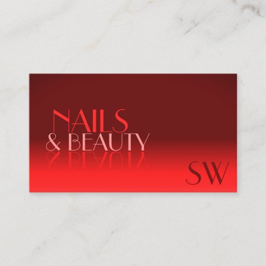 Klassiek monogram van Wijn Red Gradient Mirror Visitekaartje (Voorkant)