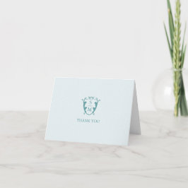 Klassiek Monogram Wapen Blauw Bedankkaart