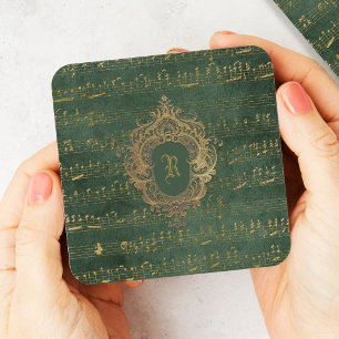 Klassiek Monogram Wapenschild Muziekmuziekhandschr Bier Onderzetter