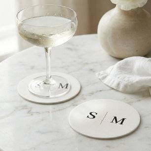 Klassiek Monogram Wit Huwelijk Ronde Kartonnen Onderzetter