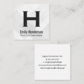 Klassiek Monogram | Witte Abstracte Geometrie Vierkante Visitekaartje (Voorkant / Achterkant)